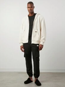 Manfinity VCAY Sudadera con capucha de corte slim de punto grueso casual para hombre, apropiada para el otoño