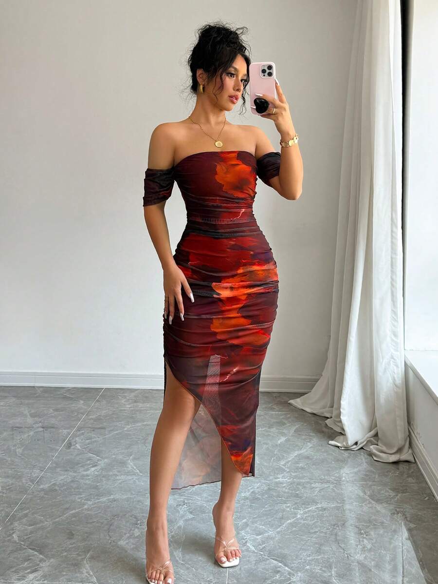 Tavimart Dressfo Colorblock Skirts Tie Dye Print Asymmetric High Stretch Mini Skirts Summer Irregular Hem Handkerchief Skirt For Women