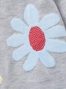 Suéter de punto floral casual para niñas bebé, suave y cómodo, adecuado para uso diario, hogar, exterior, fiestas, otoño/invierno - Gris Claro - Ver 6