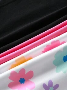SHEIN 3pcs/Set Baby Girls Casual Cute Floral Print Long Sleeve Tops, Soft Knitted Fabric, Suitable For Outdoor & Leisure Wear, Autumn & Winter - Multicolor - View 6