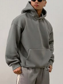 DAZY Men's Solid Color Long Sleeve Pocket Casual Loose Hoodie, Autumn