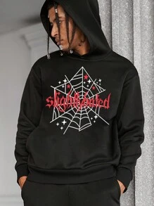 Manfinity EMRG Loose Men's Thickened Fleece Hooded Sweatshirt With Bear Print - Black - View 2