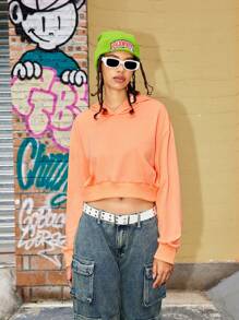 SHEIN Sports Women's Solid Color Hooded Casual Long Sleeve Pullover Sweatshirtwinter Women Tops,Women's Fall & Winter Outdoor T-Shirt - Watermelon Pink - View 1