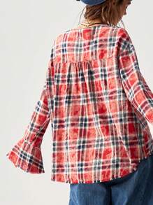 Bohemela 女士休闲格子图案度假衬衫