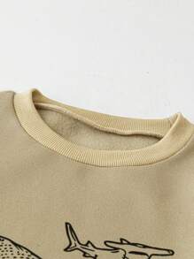 Chiquease European&American Fashion Casual Pullover Long Sleeve Shark Print Sweatshirt For Women Fall - Khaki - View 5