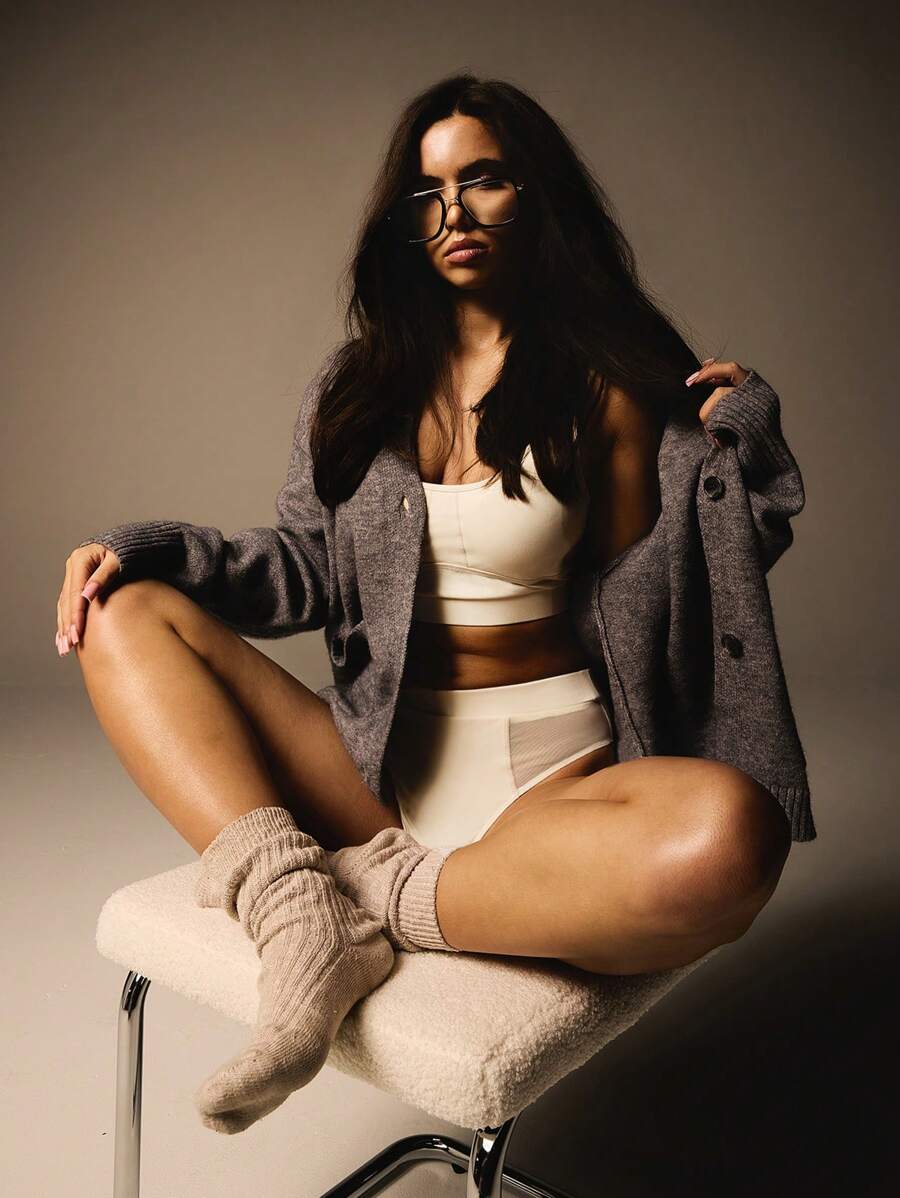 Athîral 2pcs/Set Women Mesh Patchwork Bra And Panty Set - White - View 1