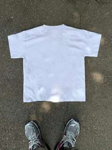 SHEIN Tween Boy Crewneck Streetwear Pattern Printed Relaxed T-Shirt - White - View 2