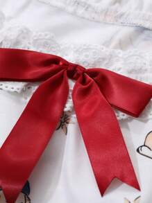 DAZY Chemise de nuit ample avec volants et imprimé lapin mignon - Blanc - Voir 7