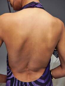 SHEIN Unity 紫色渐变色高开叉露背吊带连衣裙 - 彩色 - 查看 8