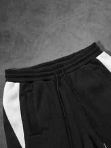 Manfinity EMRG Quần dài ống rộng in chữ có dây rút eo cho nam, quần áo mùa thu cho nam - màu đen - Xem 5