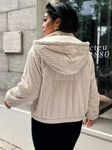 Calvaya 大码休闲纯色带衬里连帽加厚棉服秋冬季服装