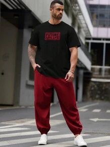 Manfinity RebelGame Bộ 2 áo thun tay ngắn và quần jogger size lớn cho nam - Đỏ - Xem 1