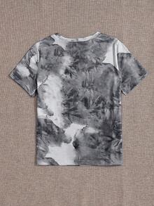 SHEIN Unity 圆领短袖字母印花扎染T恤，休闲日常装 - 彩色 - 查看 2