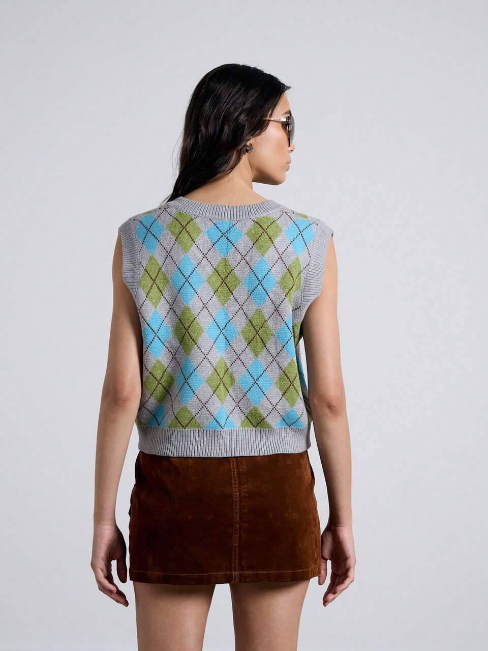 AiiRZ Retro Argyle Knit Preppy V-Neck Sweater Vest
