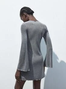 SHEIN Maija Váy dự tiệc mùa thu mới cho ngày lễ tựu trường Urban Chic Elegant Women Silver Glitter Trim Cocktail ngắn - Bạc - Xem 6