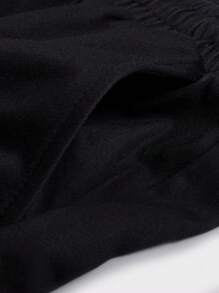 ROMWE MEN Street Life Skull & Five-Pointed Star Print Hooded Sweatshirt + Loose Drawstring Straight Leg Pants Set Tracksuit - Black - View 3