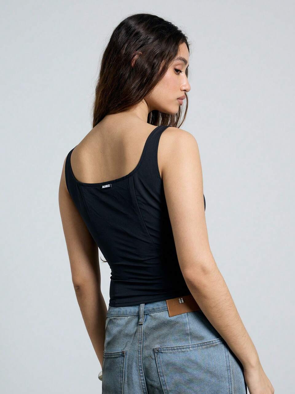 Square Neck Sleeveless Front Open Corset Top