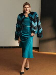 MOTF FLUFFY CHEVRON PATTERN COAT - Multicolor - View 9