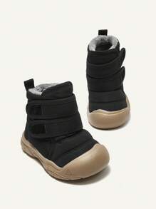 Cozy Pixies 1 双男孩/女孩黑色时尚潮流经典钩环舒适保暖羊毛休闲运动鞋，适合日常穿着和运动，秋冬季 - 黑色 - 查看 4