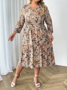 SHEIN CURVE+ فساتين سيدات منحنية بلس - مناسبة للمعلمات، العمل، الأعمال، والملابس اليومية، الملابس الغربية، فستان كاجوال للعمل، خيارات ملابس اليوم الوطني الرابع من يوليو - متعدد الألوان - مشاهدة 6