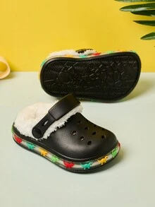 男婴舒适时尚休闲轻便保暖内衬可爱穿孔鞋，冬季