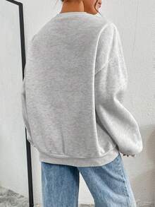 Muchica 女士休闲宽松针织落肩运动衫 - 灰色 - 查看 5