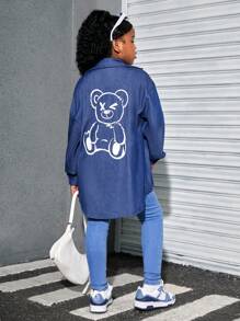 SHEIN Camisa de manga larga informal tejida para niñas preadolescentes