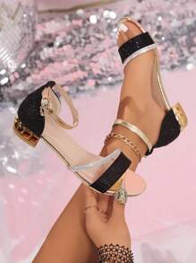 1 par de sandalias de tacón alto de moda para fiestas/baile para adolescentes, de verano