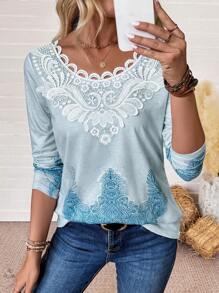 SHEIN Clasi Tricou cu mâneci lungi de primăvară/toamnă pentru femei - Multicolor - Vizualizare 6