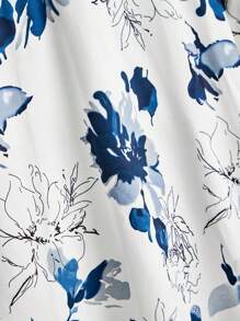 SHEIN LUNE Women's Floral Print V-Neck Casual Long Sleeve T-Shirt