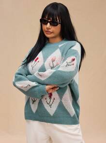 Forever 21 大码女式保暖长袖套头毛衣，秋冬款 - 彩色 - 查看 5