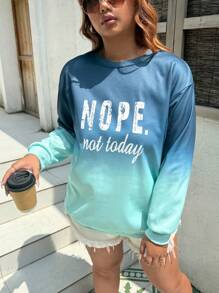 INAWLY Plus Size Ladies' Casual Gradient-Colored Letter Printed Sweatshirt Graduation,Back To School,Teacher Pullover Fall - Multicolor - View 5