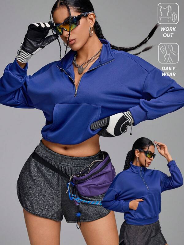 Innovista Solid Color Patchwork Front Zipper Long Sleeve Casual Sport Tracksuit Hoodie,Warm Sweatrshirts,Zip Up Woman Hoodie,Ski Jackets ,Dark Blue Sport Weatrshirts,Outdoor,Blue Top