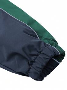 Manfinity Homme Men's Color Block Trim Zip Up Stand Collar Casual Jacket - Navy Blue - View 5