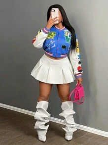 Slaydiva 秋冬休闲宽松长袖女式夹克 - DD