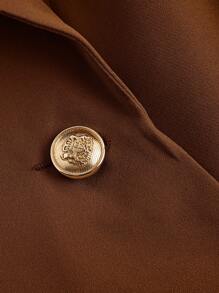 SHEIN MOD Damen einfarbige doppelreihige ärmellose Blazer für Herbst/Winter - Braun - Übersicht 3