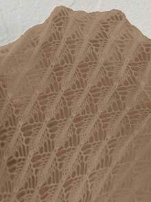 SHEIN LUNE Áo khoác cardigan dệt kim cổ tròn khoét nút phía trước cho nữ, mùa thu đông - Màu Khaki - Xem 3