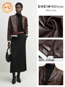 BizChic Chaqueta blazer marrón, elegante ropa de exterior para mujer para vacaciones, Navidad, fiesta de Año Nuevo, otoño/invierno