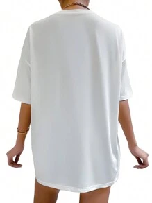 INAWLY 女士休闲长袖 T 恤，夏季教师字母图案 T 恤 - 白色 - 查看 2