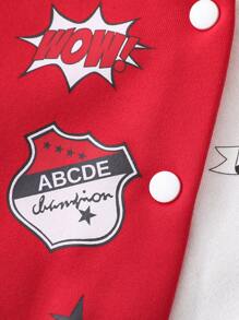 SHEIN Young Girl' Fashionable Multi-Print & Color Blocking Sports Jacket, Autumn/Winter