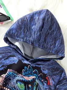 2pcs Set Girls' Casual Hooded Long Sleeve Graphic Print Denim Pants Outfit, Suitable For Holidays Travel And Festivals In Spring And Autumn