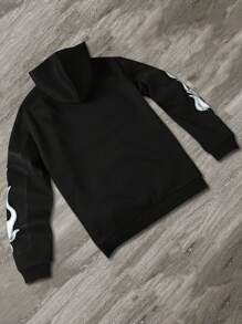 PAVTROS Sudadera con capucha de manga larga con cremallera delantera y diseño de letras sencillo, uso casual para todos los días para hombres - Negro - Ver 2