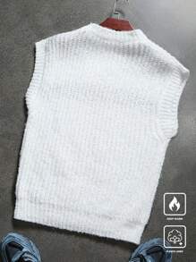 Manfinity Homme Men's Casual Colorblock Sweater Vest, Fall/Winter - White - View 2