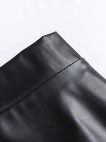 SHEIN Clasi Plus Size Solid Color Zipper Closure Casual Skirt For Women - Black - View 4