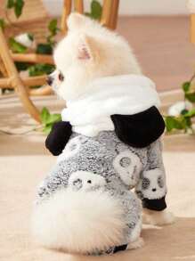 PETSIN 1pc Plush Panda Pet Jumpsuit - Black and White - View 6