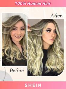 Halo Invisible Wire Human Hair Extensions With Transparent Headband Adjustable Size Removable Secure Clips Hair Extensions - S18/613 - View 4