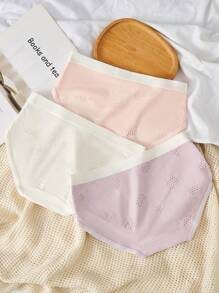 3pcs/Set Tween Girls Simple Comfortable Breathable Smiling Face Printed Panty - Multicolor - View 2