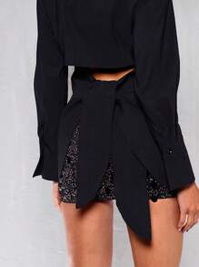 Glamine 落肩斜领系带女式衬衫