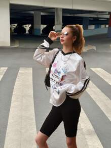 SHEIN 青少年（女孩）休闲街头时尚可爱酷炫 Y2K 美学运动平纹 T 恤 - 彩色 - 查看 5