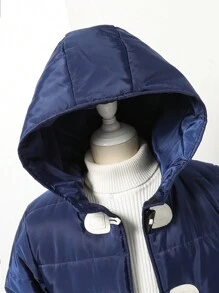 SHEIN Thick Warm Hooded Jacket For Tween Girls, Windproof & Insulated, Suitable For Winter, School & Casual Wear